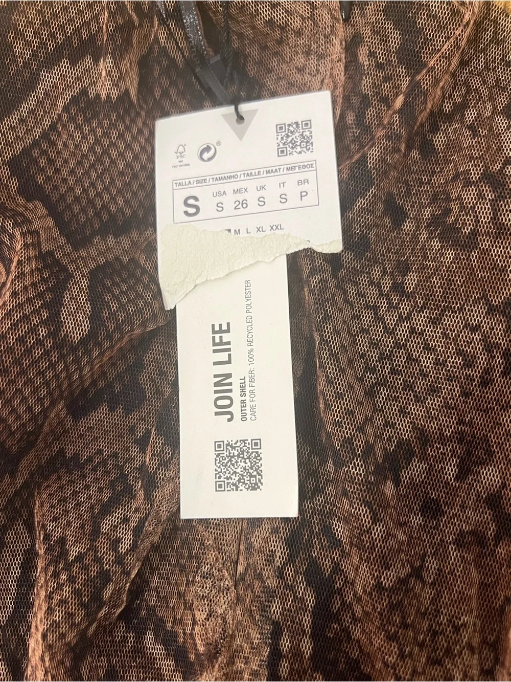 Zara Snake Print Draped Tulle Long Sleeve Ruched Mini Dress - Picture 15 of 15